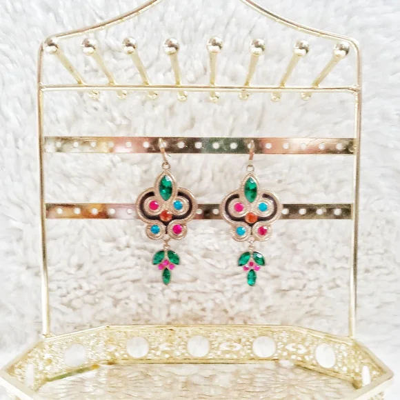 💮3/$30💮 Large Abstract Rhinestone Dangle Earrings - Picture 3 of 5